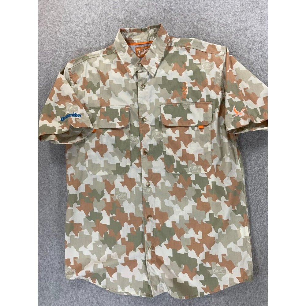 Old Tejas Camouflage Breathable Vented Button Down Shirt (Men's Medium)‎ Tan